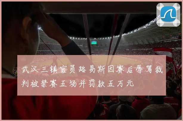武汉三镇官员路易斯因赛后辱骂裁判被禁赛五场并罚款五万元